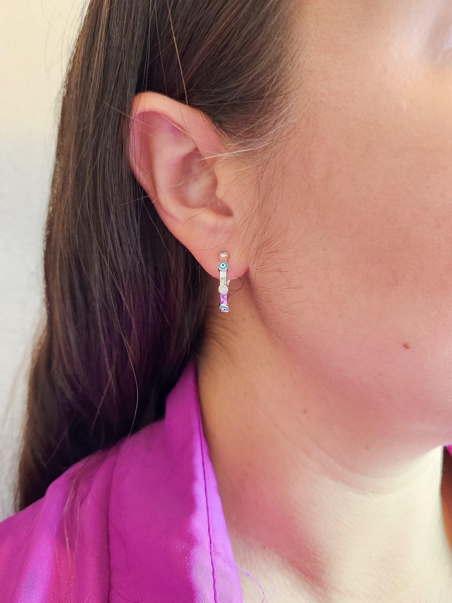 Aretes de ojito turco color azul