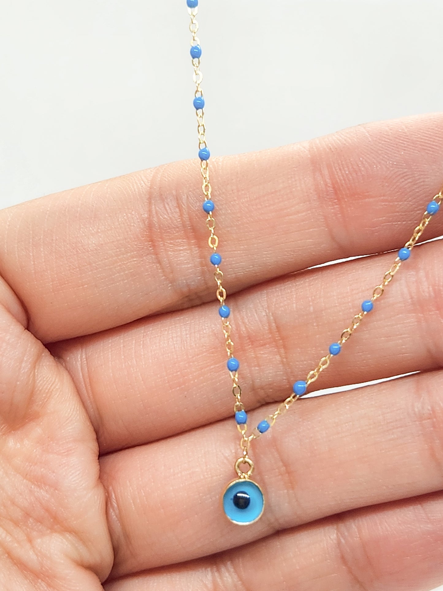Gargantilla ojo turco con detalles en esmalte azul