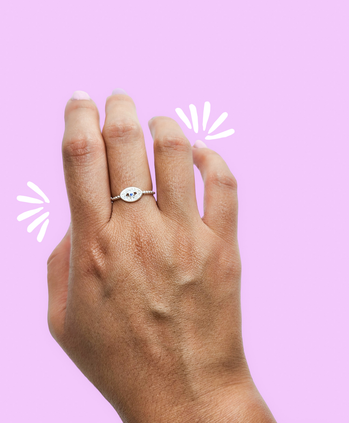 Anillo con ojo turco con zirconia blanca