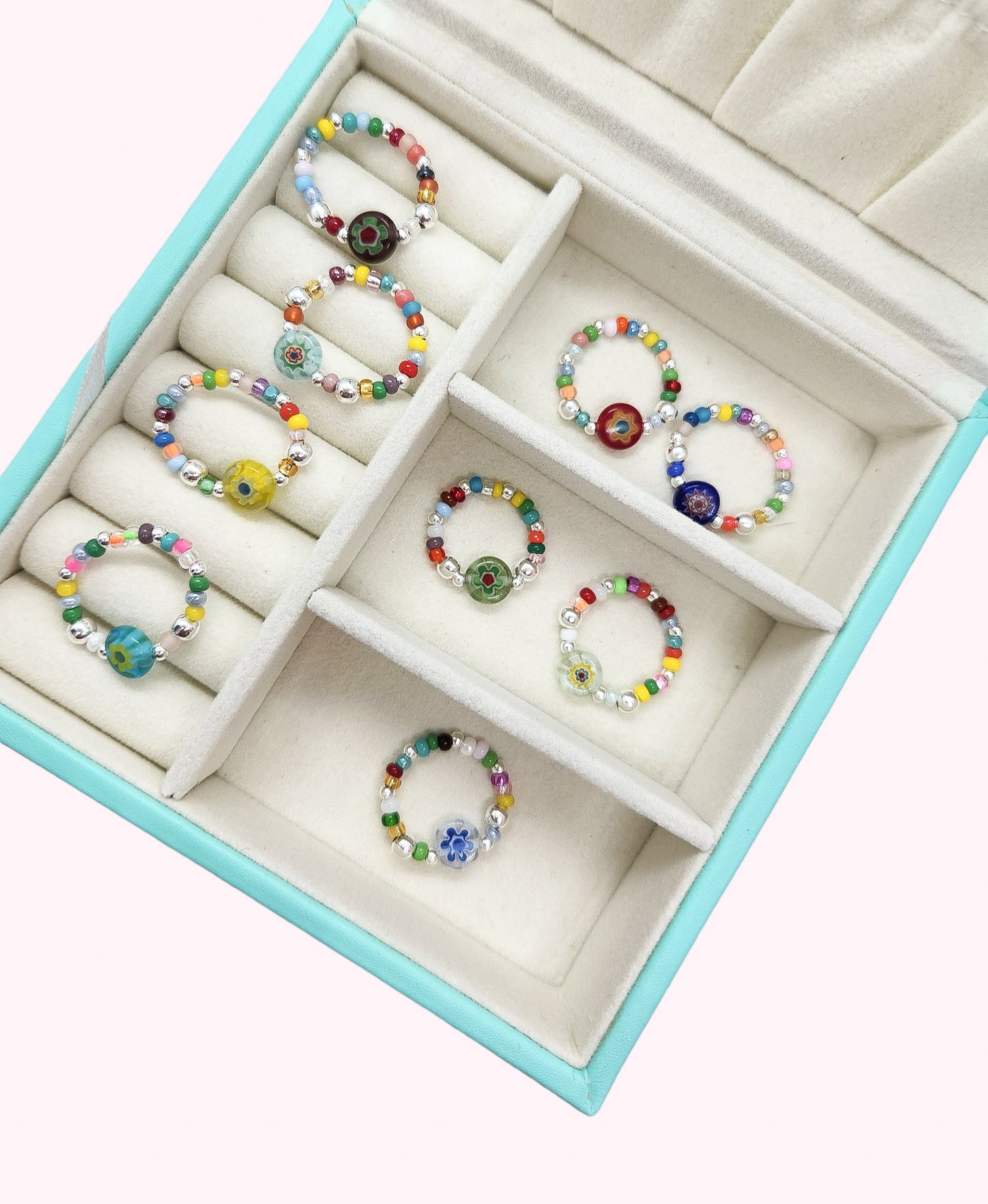 Anillo de cuentas con plata 925