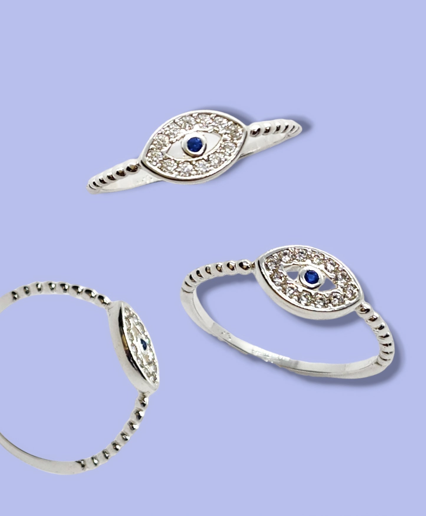 Anillo con ojo turco con zirconia blanca