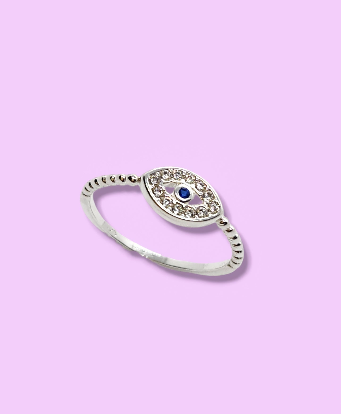 Anillo con ojo turco con zirconia blanca