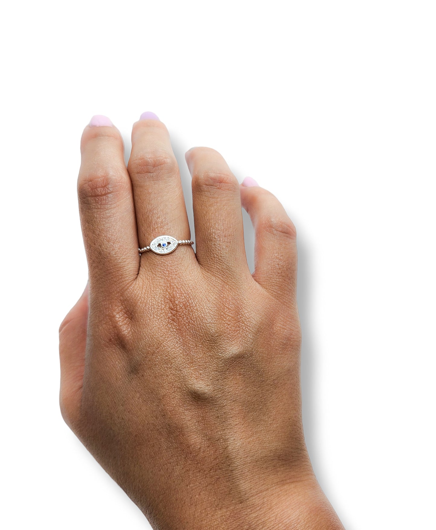 Anillo con ojo turco con zirconia blanca