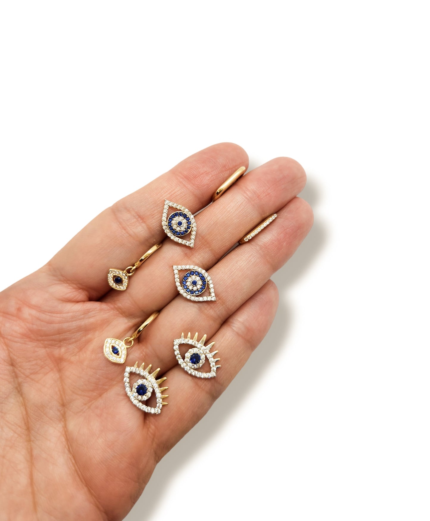 Aretes de ojito turco con pestañas