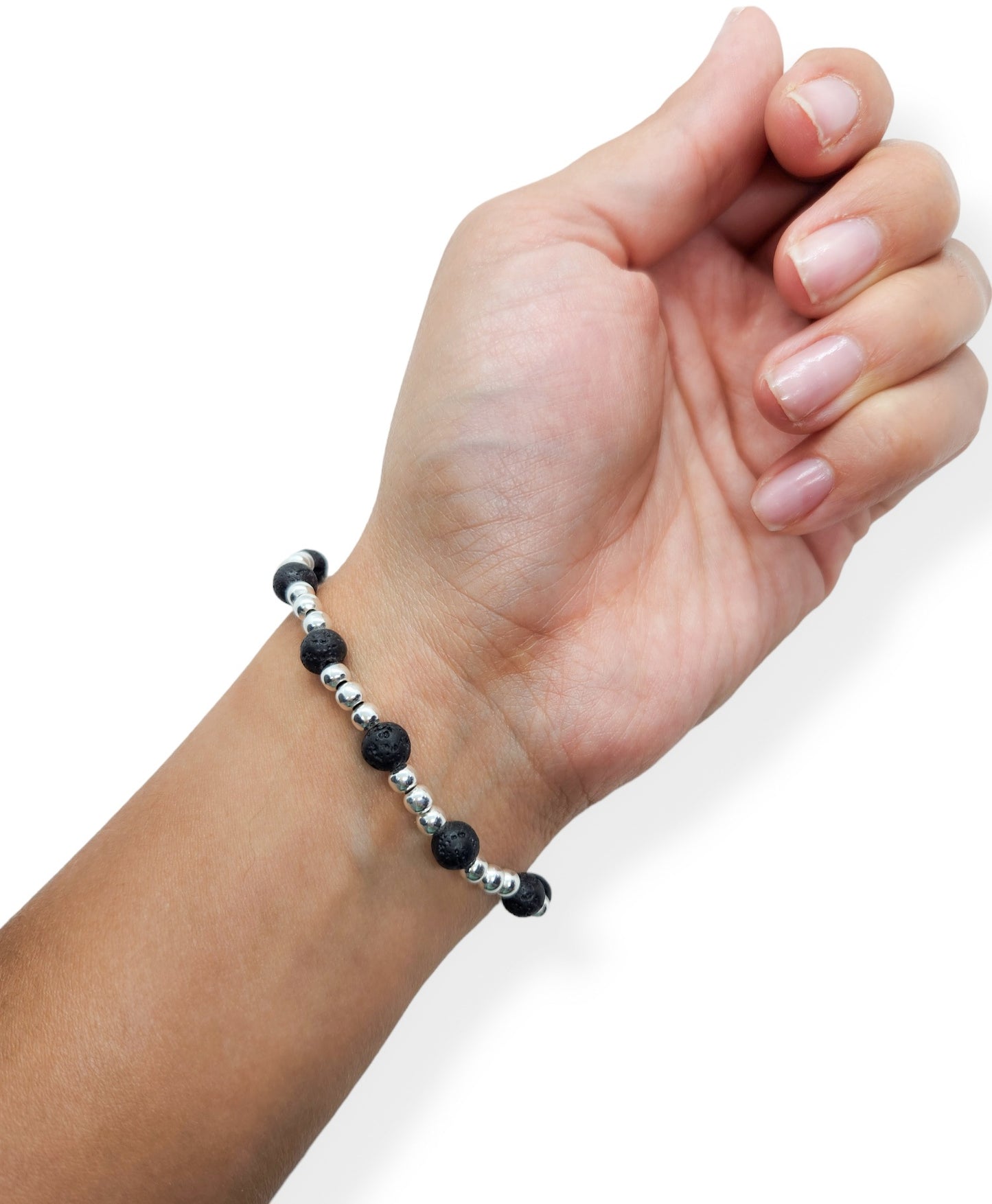 Pulsera de plata con piedra volcánica