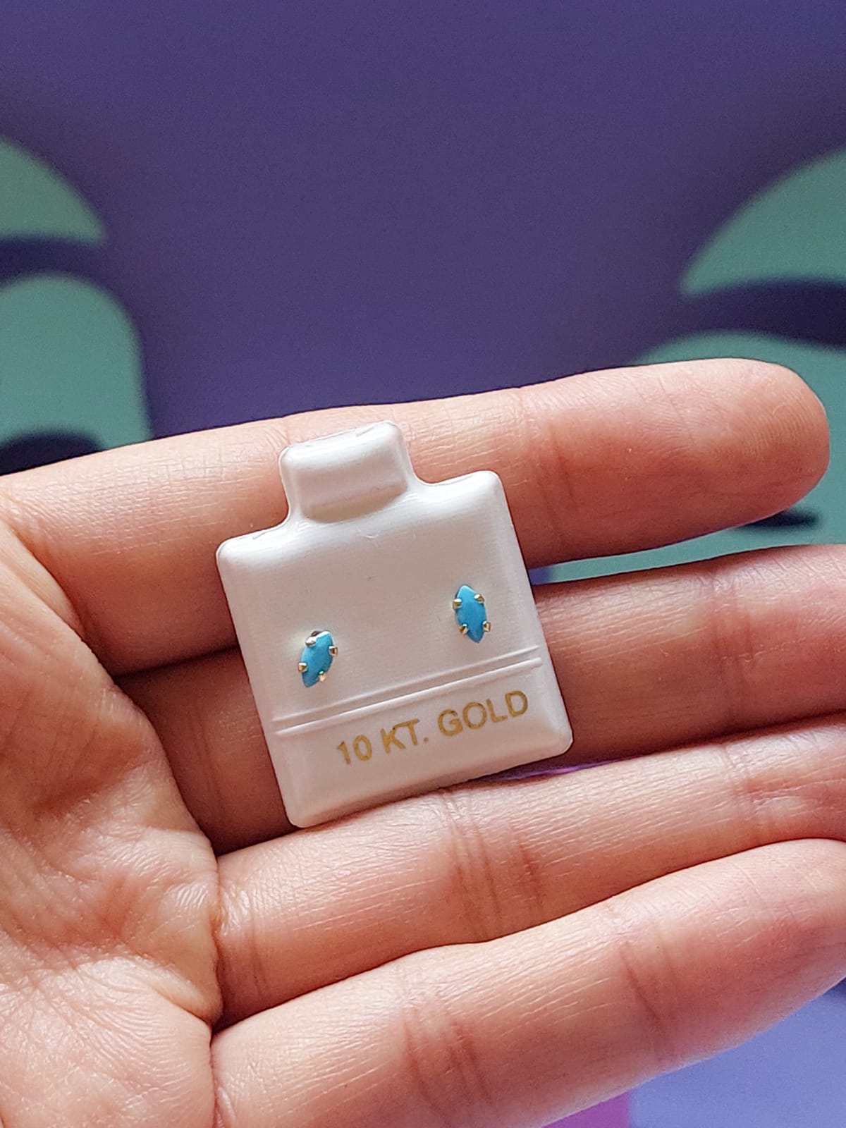 Broquel oro 10k turquesa