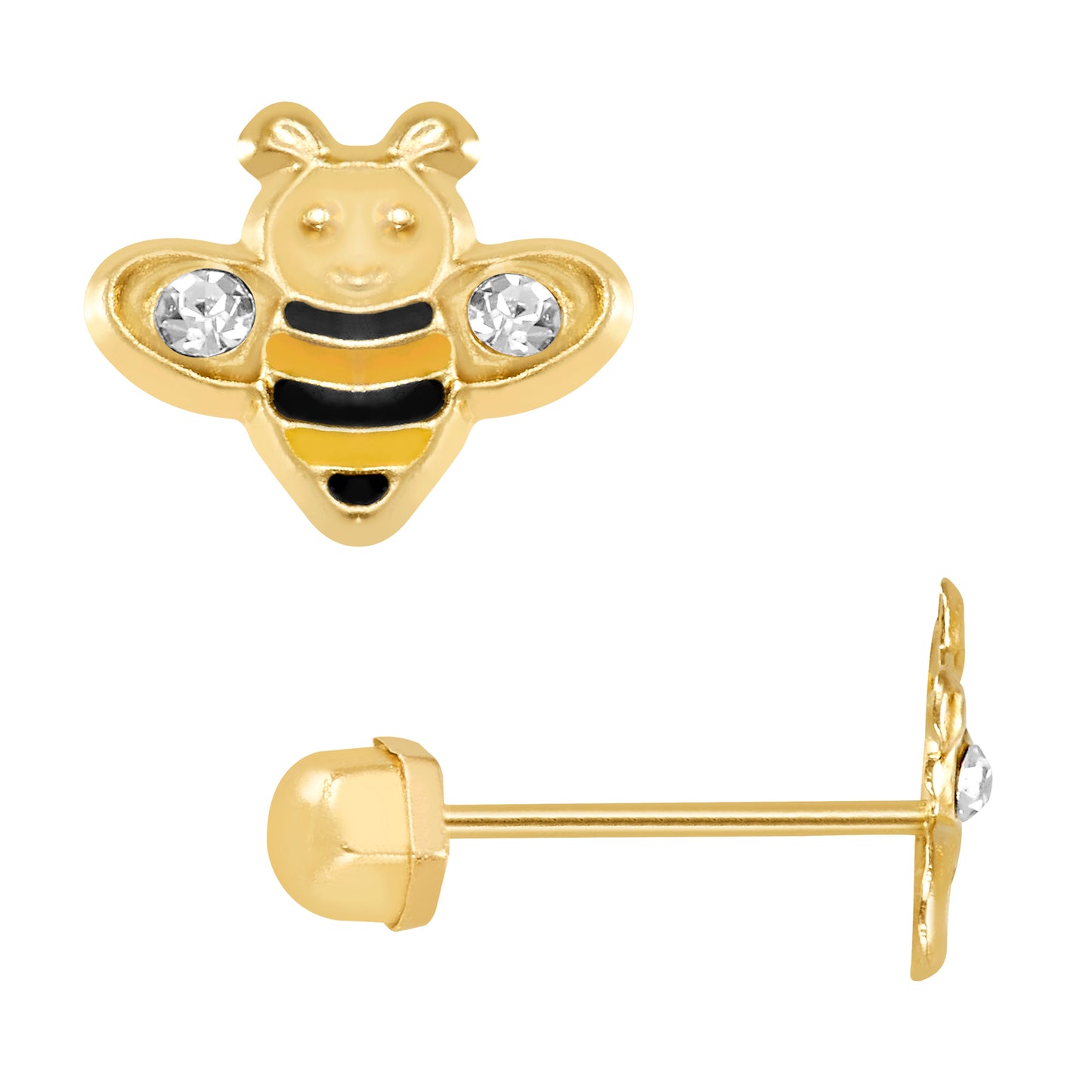 Par o Pieza de Broquel Abeja Esmalte Oro 10k DORADO