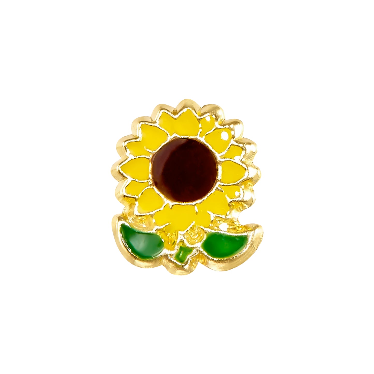 Par de Broquel girasol esmalte oro 10k DORADO