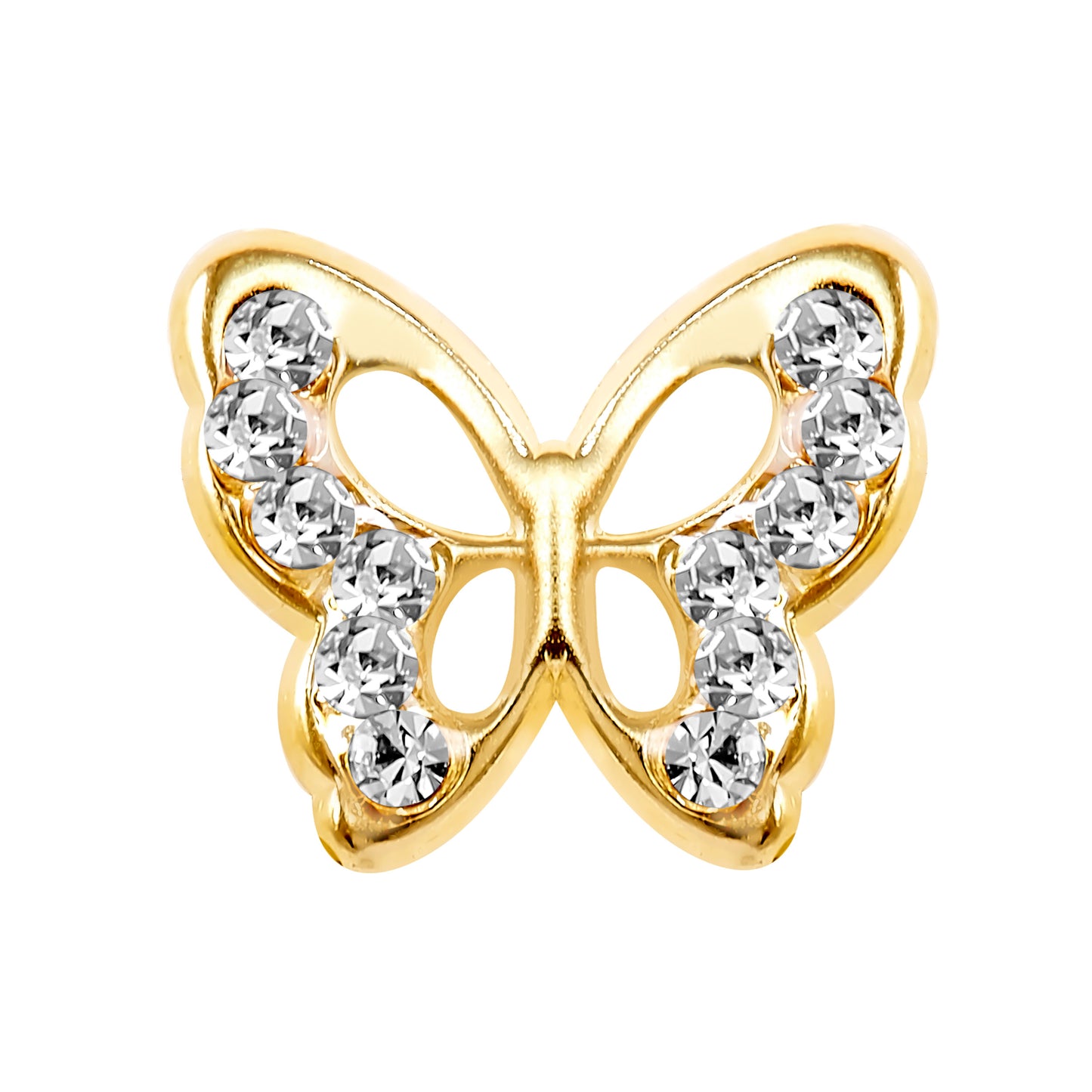 Par de Broquel mariposa pap grande zirconia color blanco oro 10k DORADO