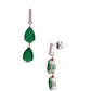 Aretes largos doble gota color verde esmeralda