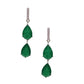 Aretes largos doble gota color verde esmeralda