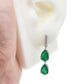 Aretes largos doble gota color verde esmeralda