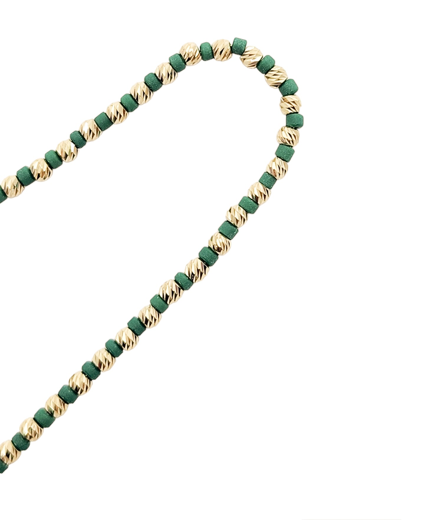 Pulsera con bolitas facetadas de oro 10k color verde