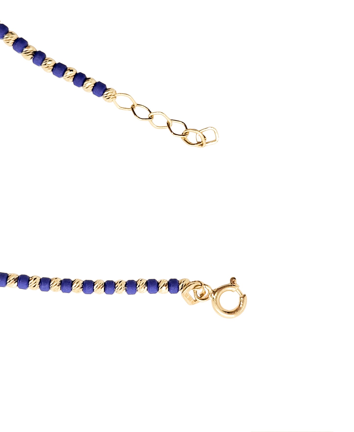 Pulsera con bolitas facetadas de oro 10k color azul marino