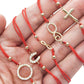 Pulsera ancla de hilo rojo ajustable oro 10k