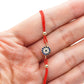 Pulsera ojo turco de hilo rojo ajustable oro 10k