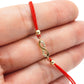 Pulsera infinito de hilo rojo ajustable oro 10k