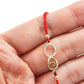 Pulsera infinito grande de hilo rojo ajustable oro 10k