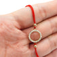 Pulsera círculo de hilo rojo ajustable oro 10k