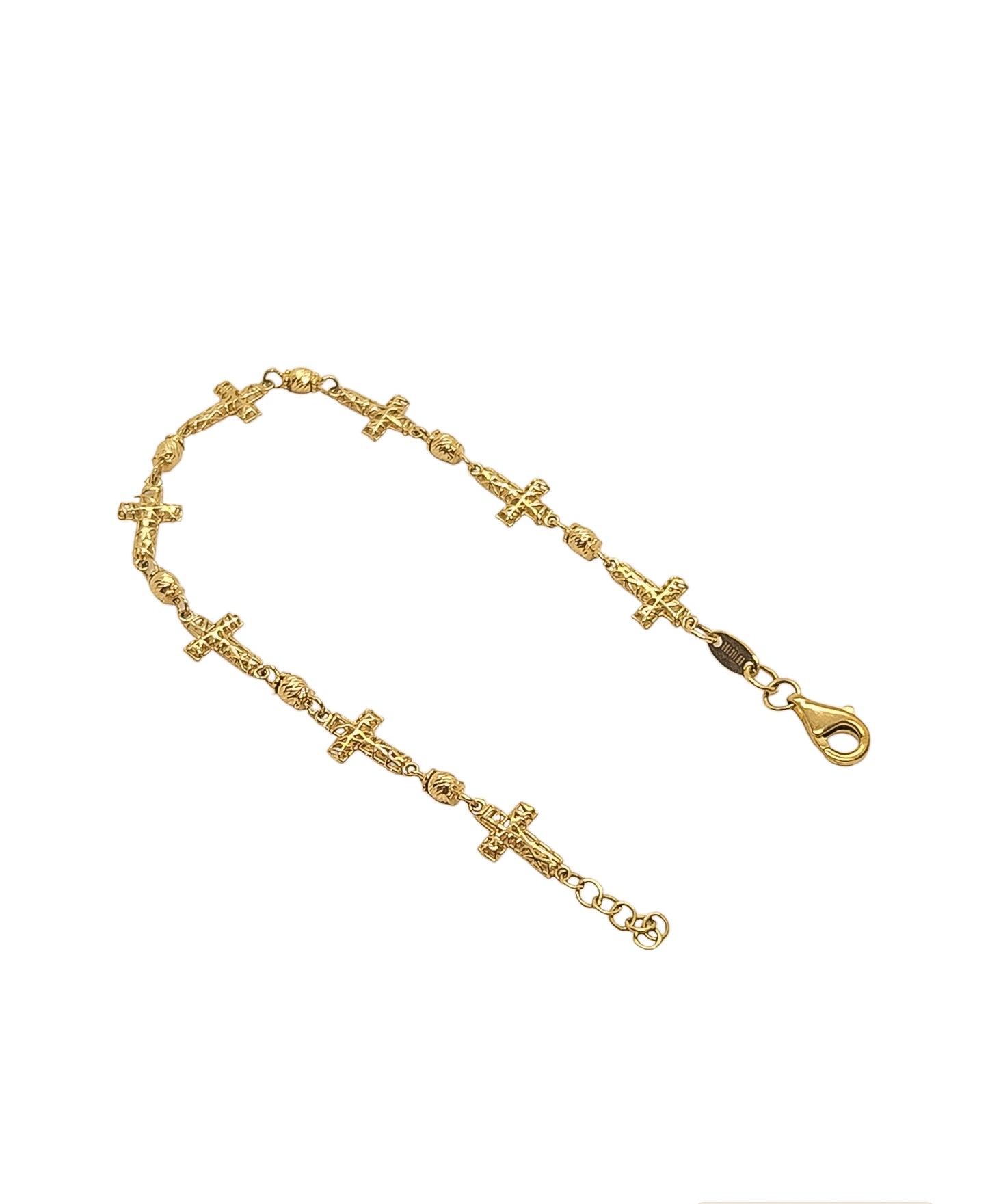 Pulsera de cruz tejida oro 10k