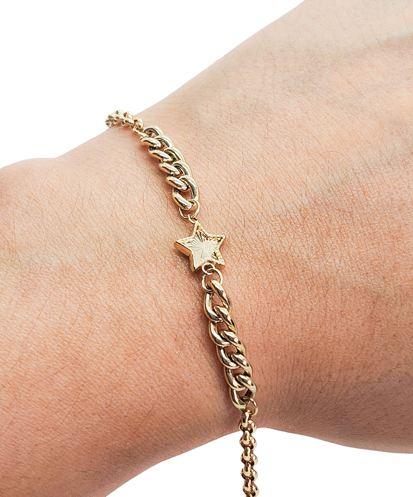 Pulsera con estrella diamantada oro 10k