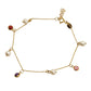 Pulsera con dijes colgantes perla natural y circonias oro 10k