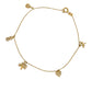 Pulsera con dijes colgantes buena suerte oro 10k