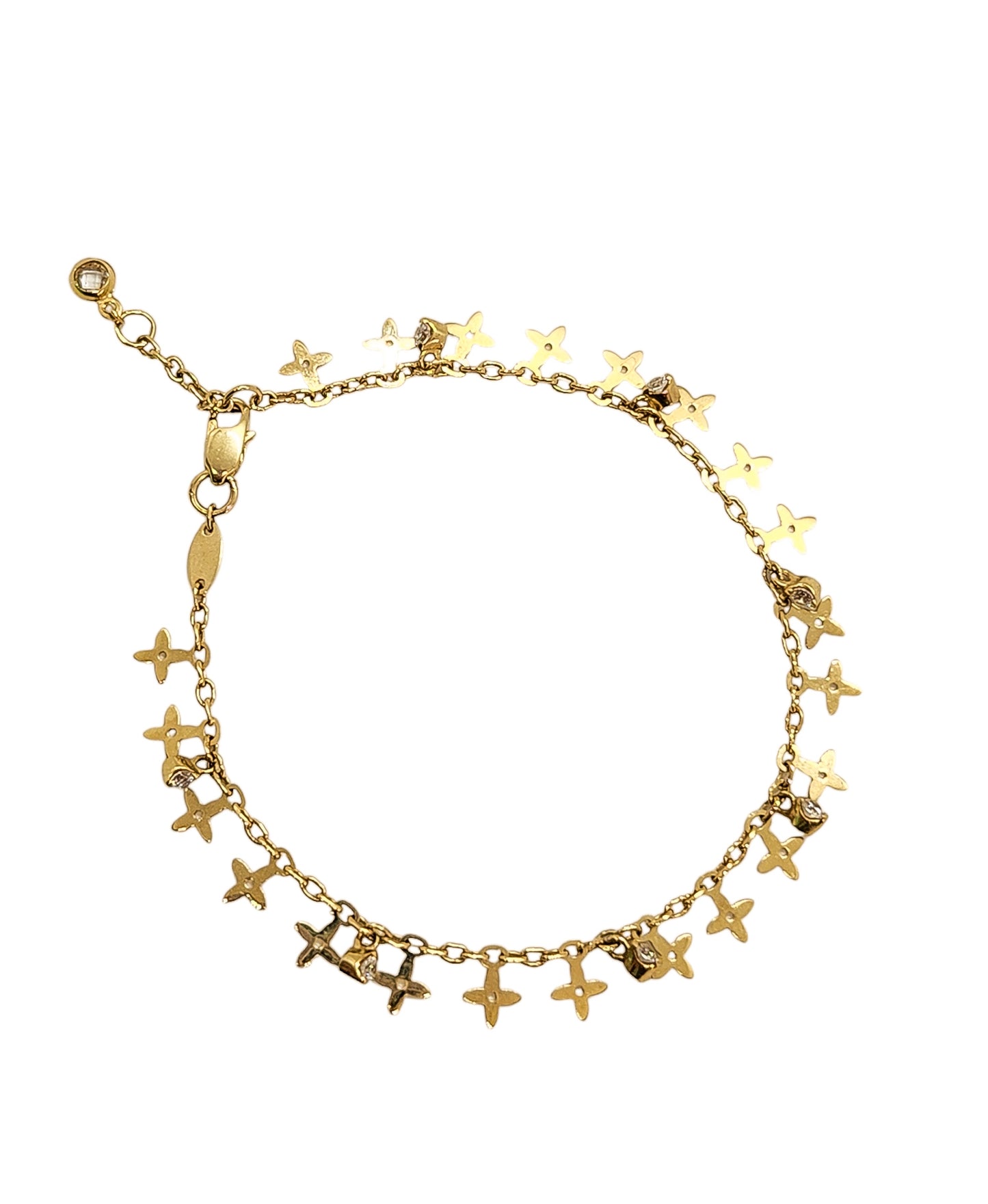 Pulsera con dijes en forma de flor blossom con circonias blancas Oro 10k