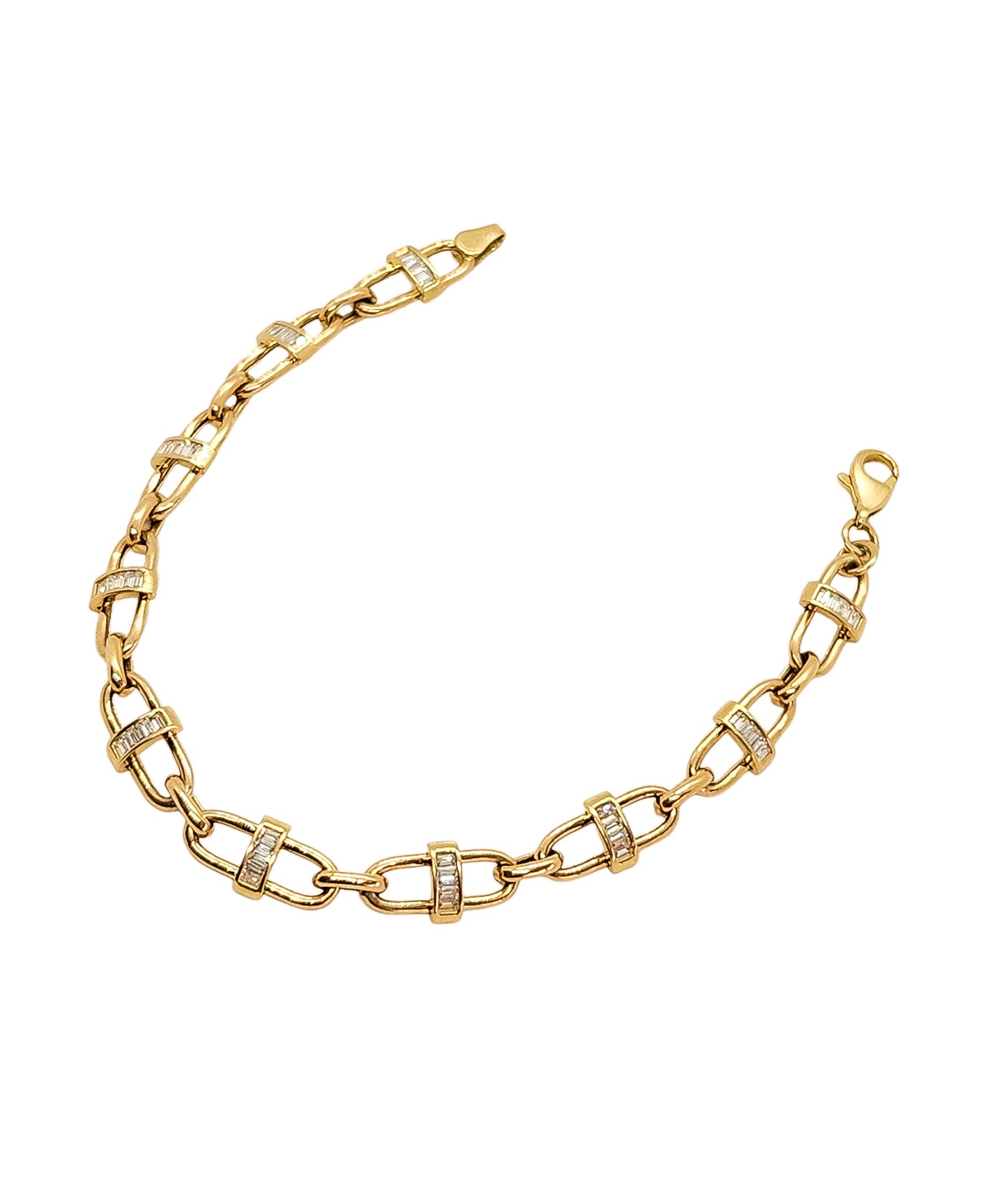 Pulsera de eslabones circonias blancas oro 10k