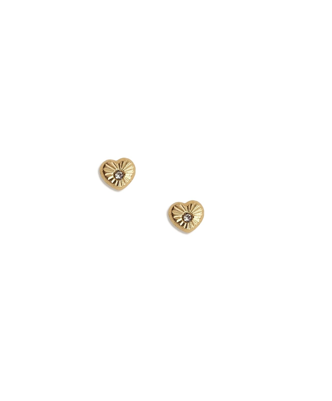 Broquel corazón diamantado con circonita blanca oro de 10k DORADO