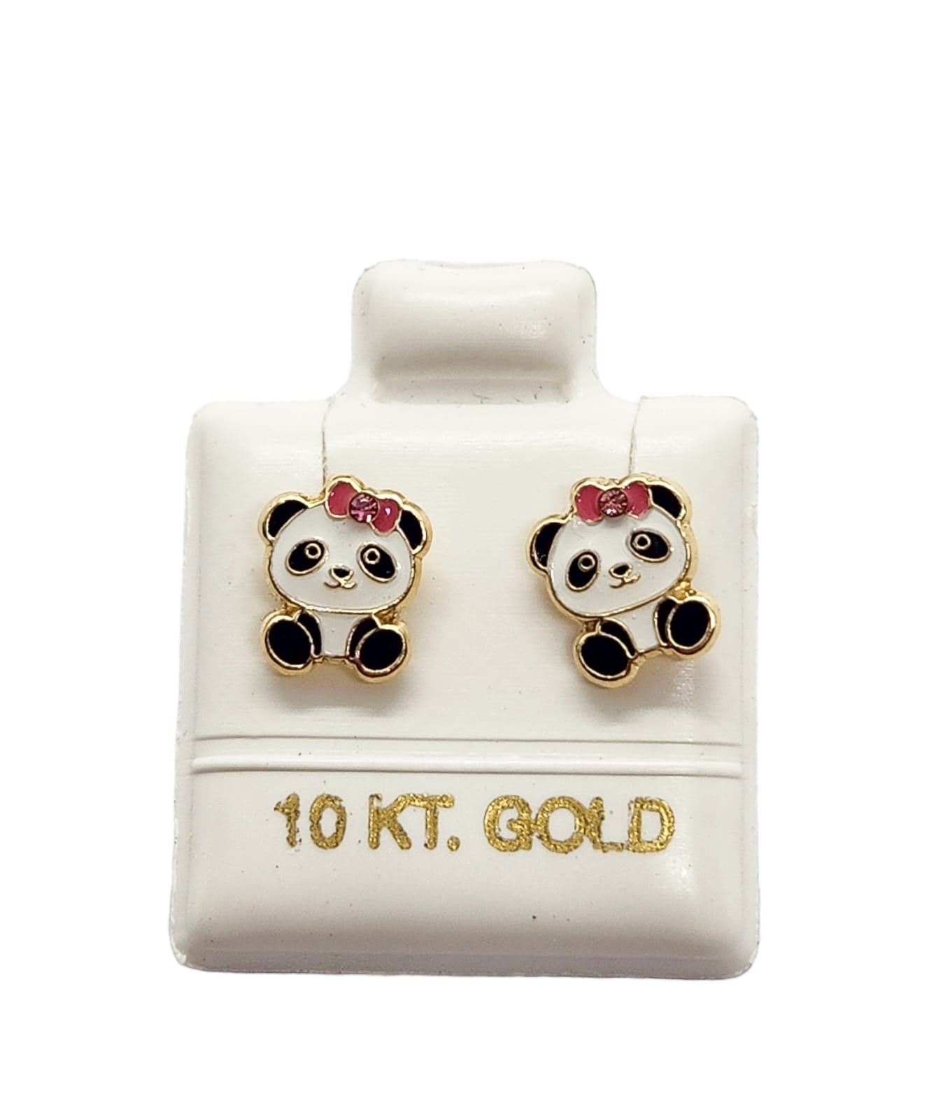 Par de Broquel panda esmalte oro 10k DORADO