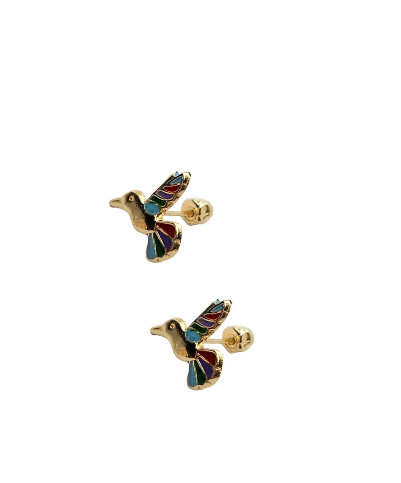 Broquel colibrí esmalte oro 10k DORADO