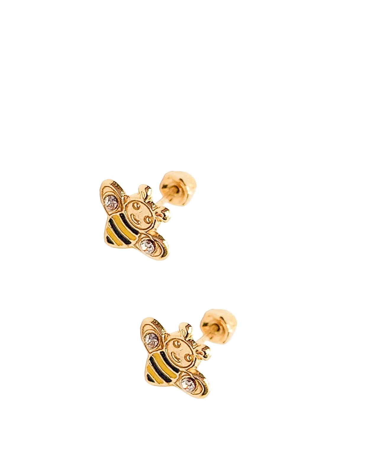 Par o Pieza de Broquel Abeja Esmalte Oro 10k DORADO