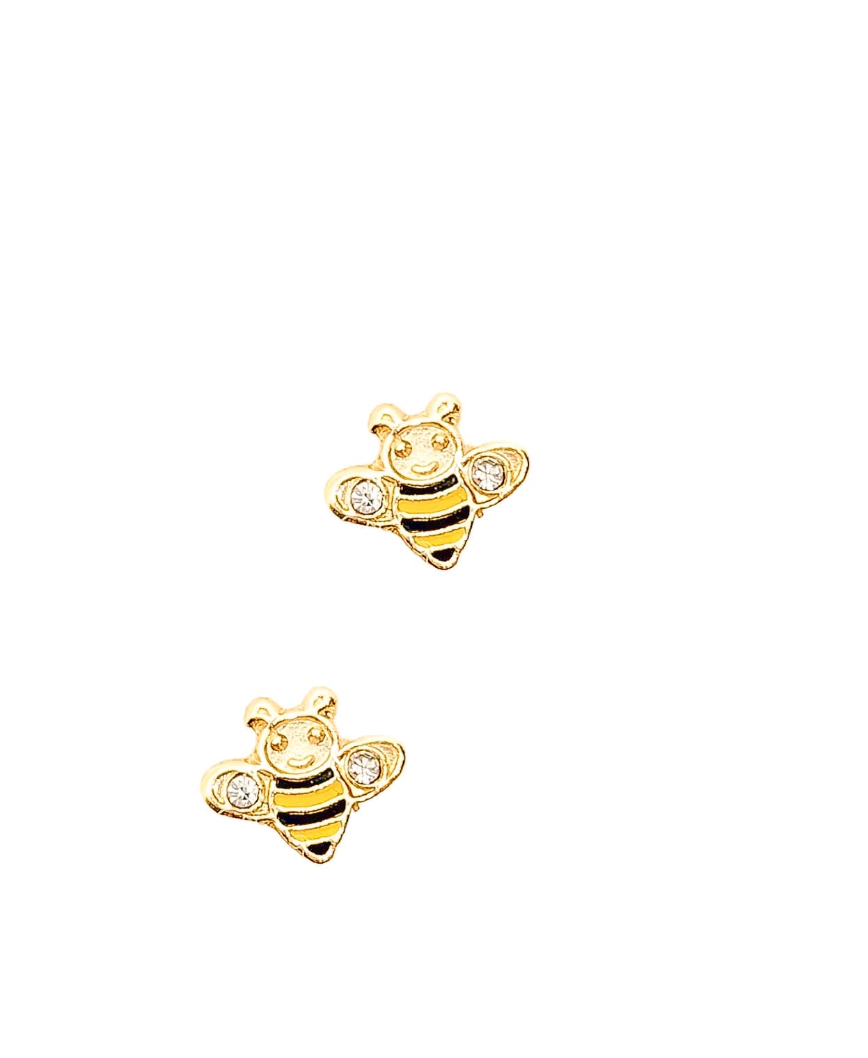 Par o Pieza de Broquel Abeja Esmalte Oro 10k DORADO