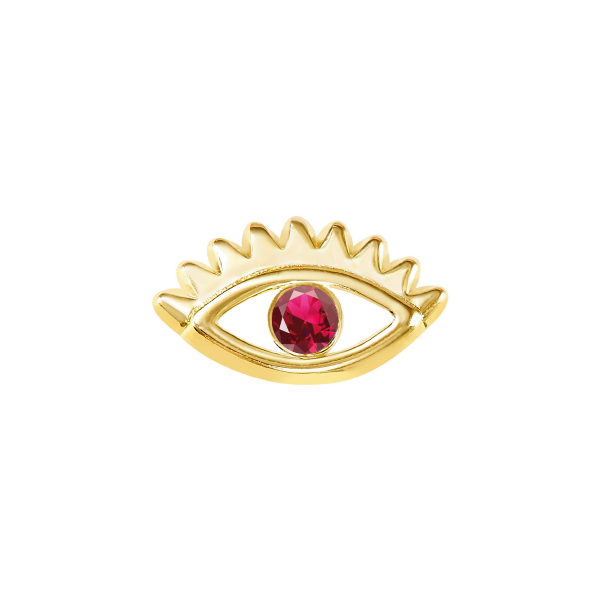 Par de Broquel ojo silueta con zirconia rojo oro 10k DORADO